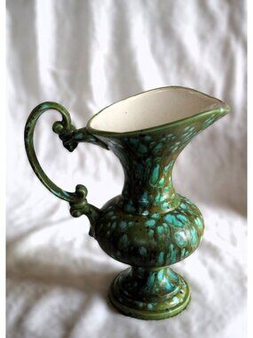 One of a kind hand painted Red Wing pitcher with damage noted